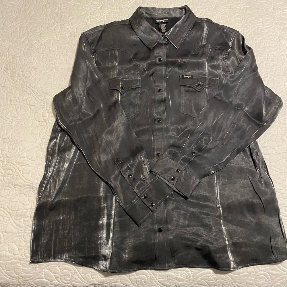 Metallic Gray Wrangler Western Shirt